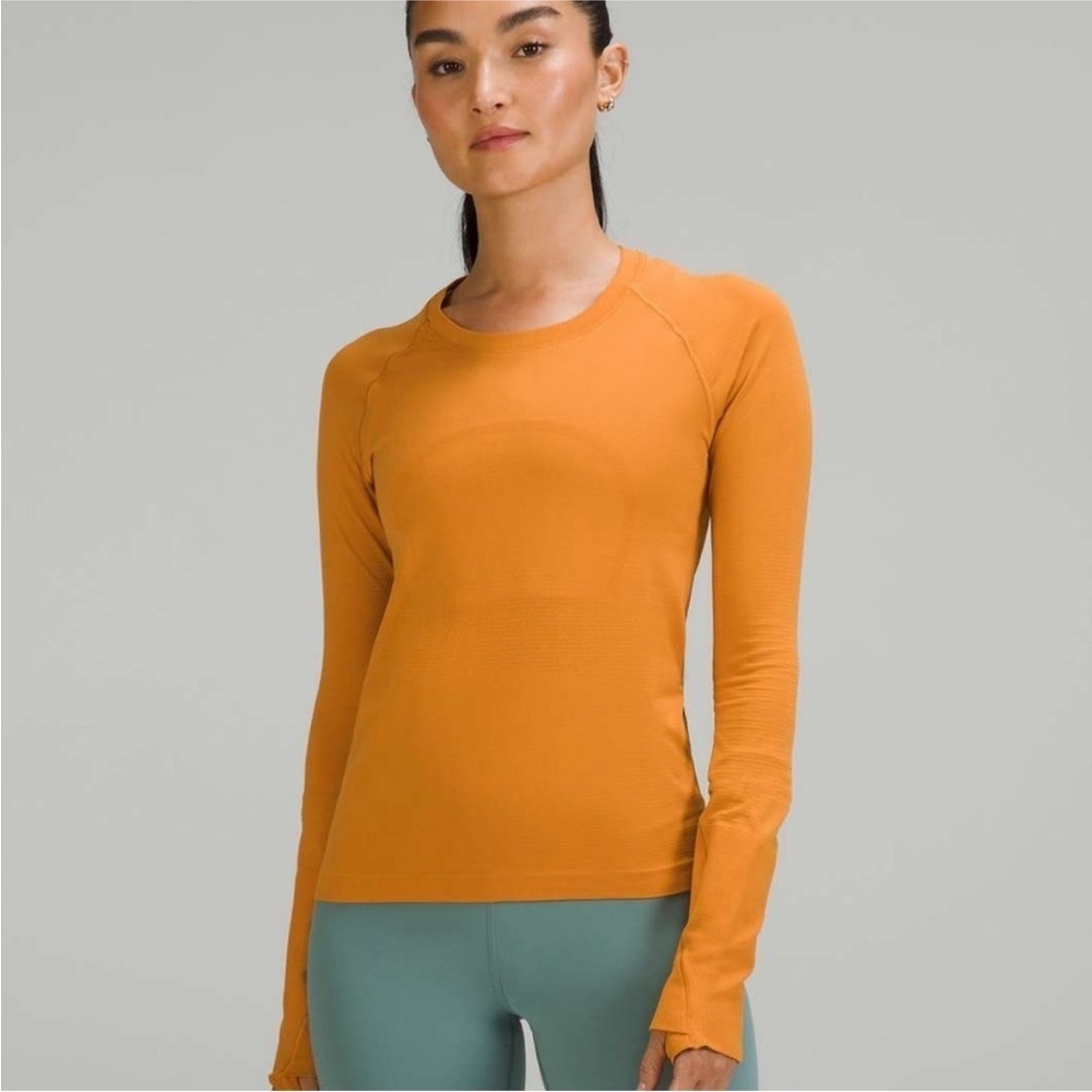 Lululemon Swifty Tech Long Sleeve Workout Top Orange Size 6